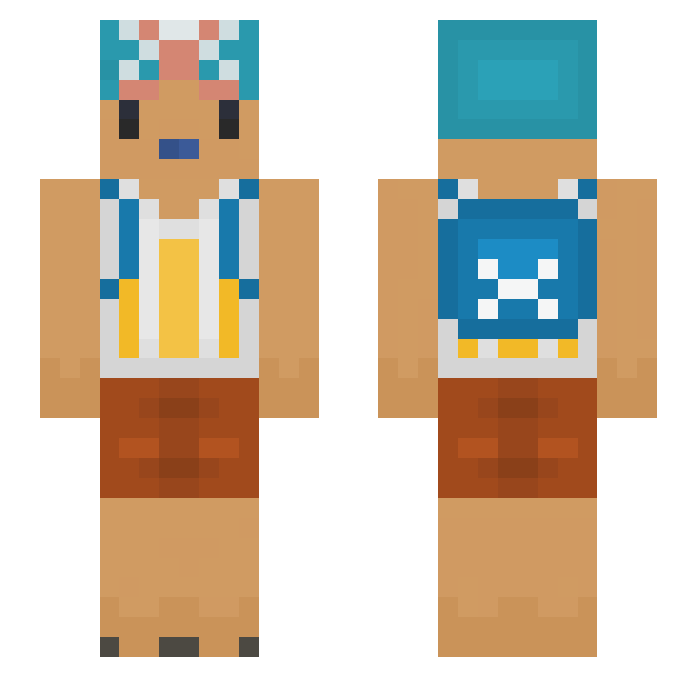 H3rn Minecraft skin, front and back view