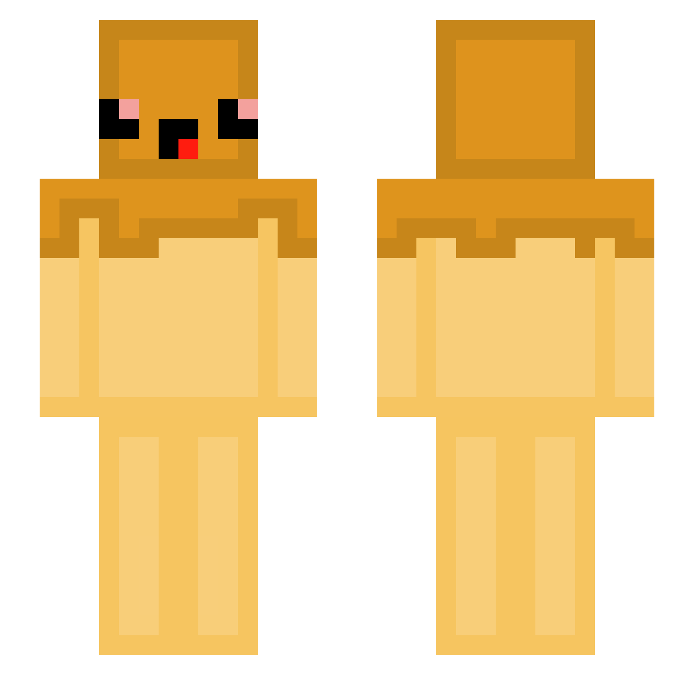 Ilovecreamcheese Minecraft skin, front and back view