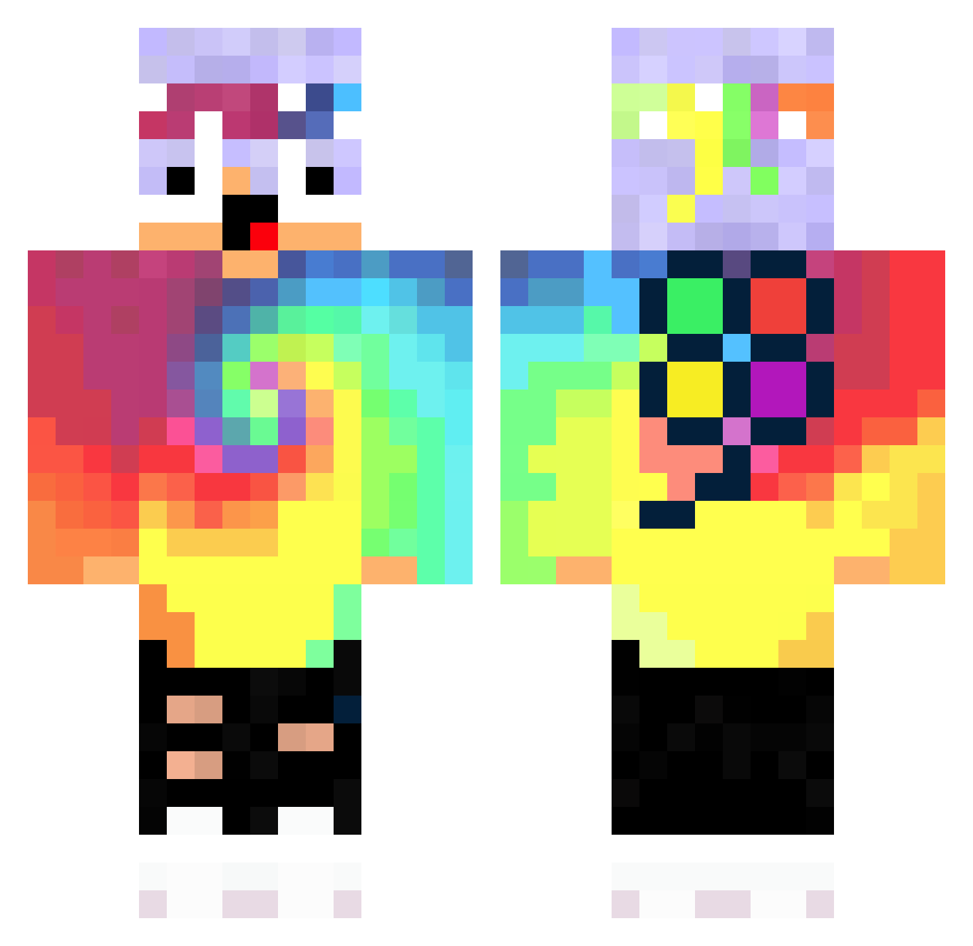 CloverMC Minecraft skin, front and back view