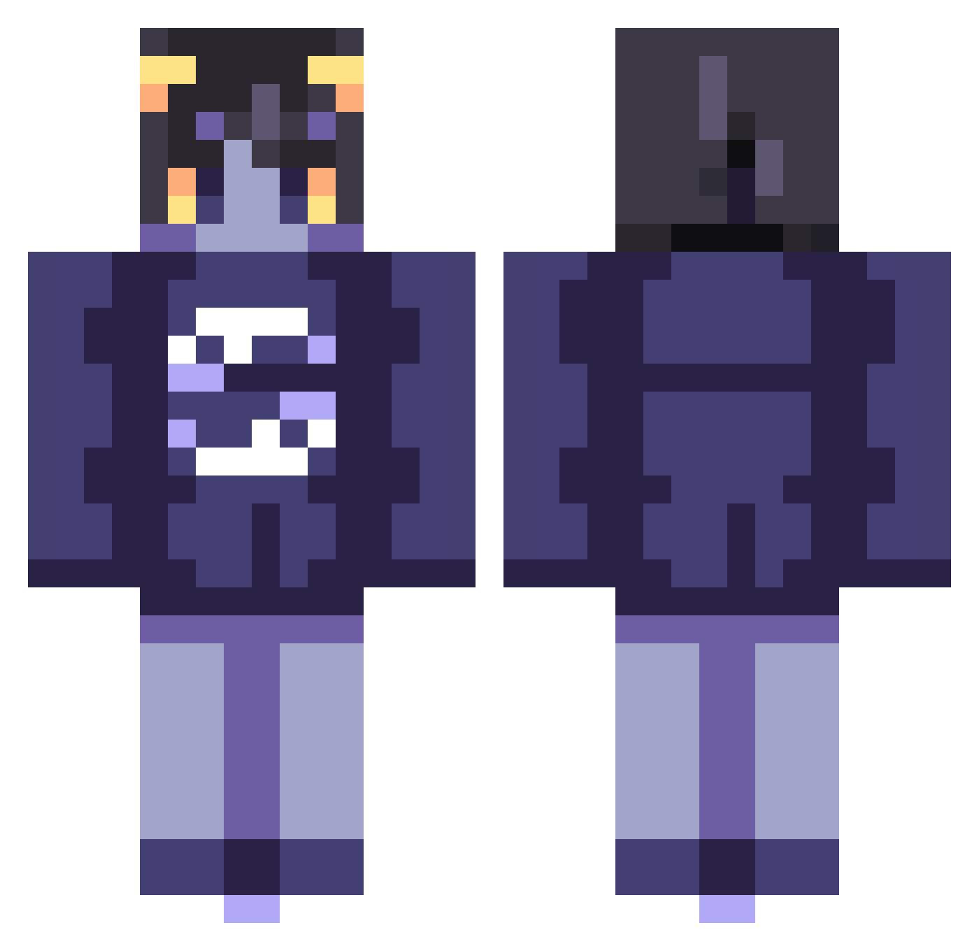 hydroxylase Minecraft skin, front and back view