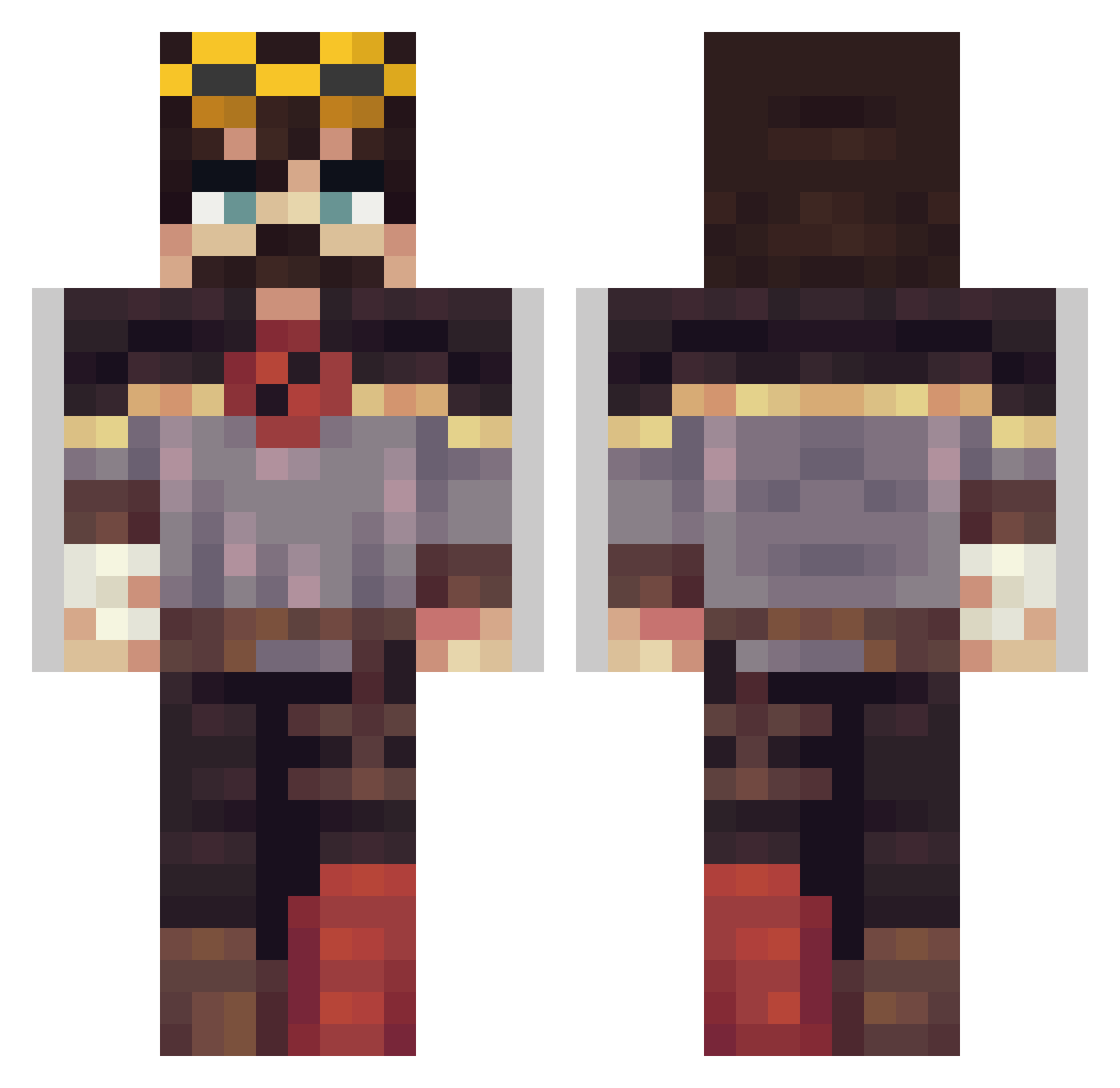 zzianis12s Minecraft skin, front and back view