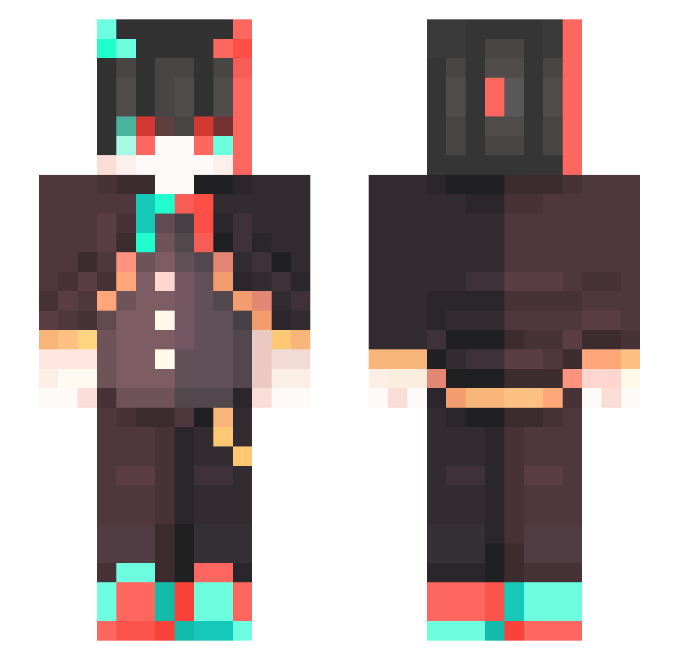 QBB1234 Minecraft skin, front and back view
