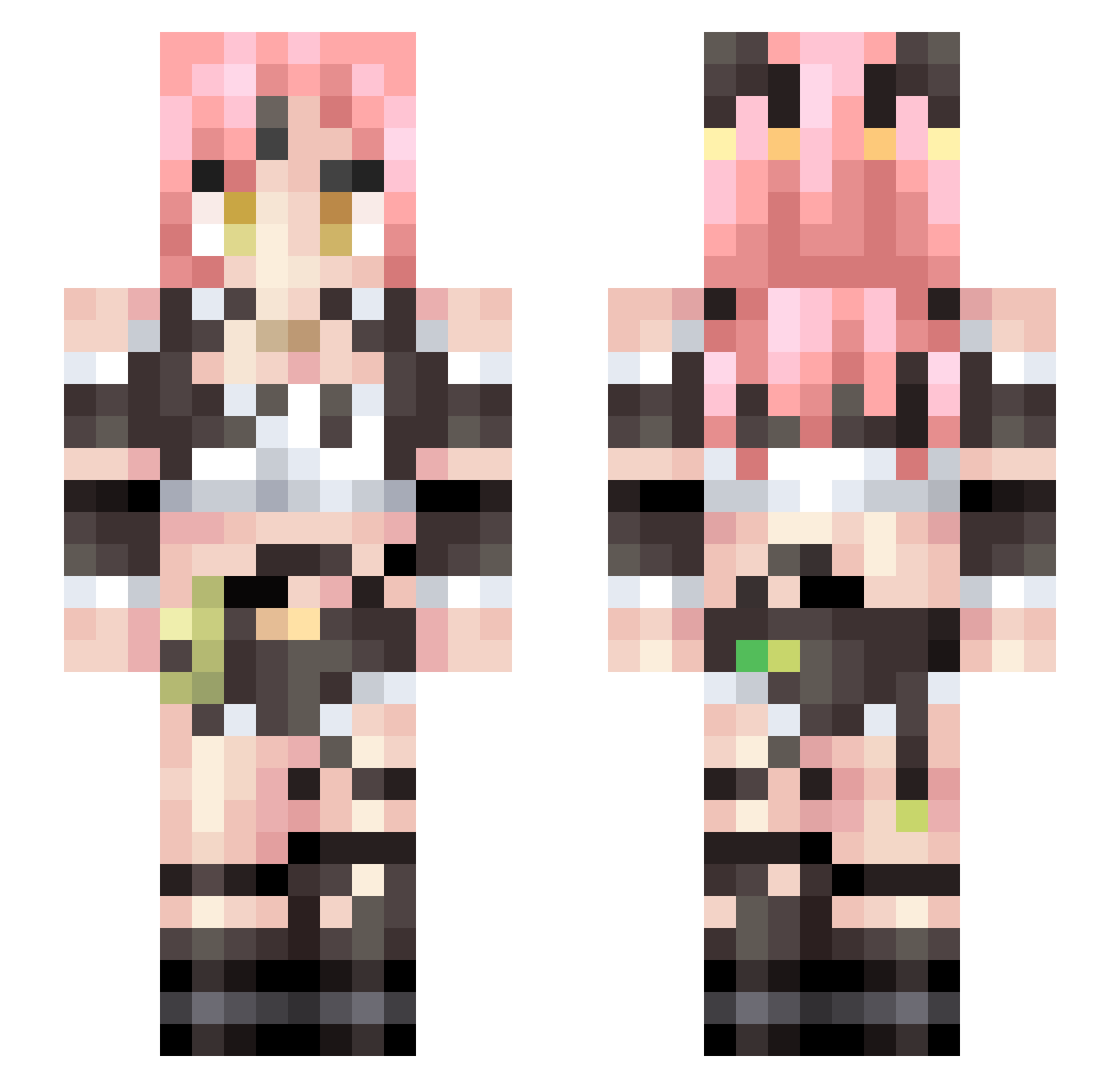 WiseAndBelle Minecraft skin, front and back view