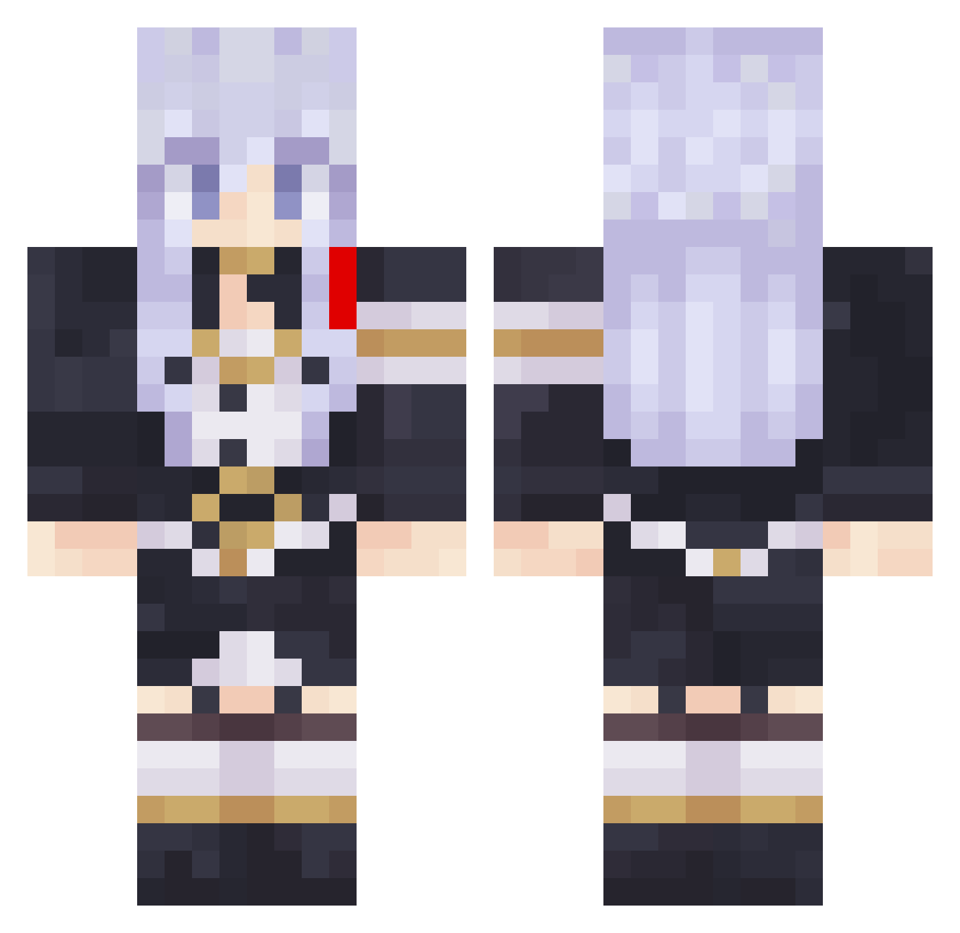 MagicBubi Minecraft skin, front and back view