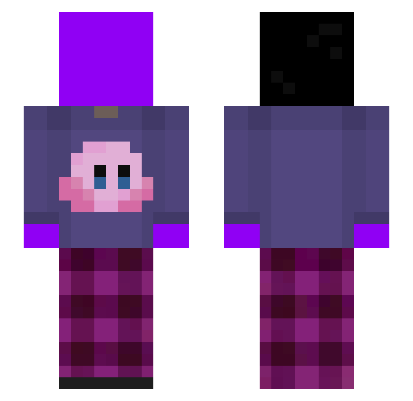 MinorMadness69 Minecraft skin, front and back view