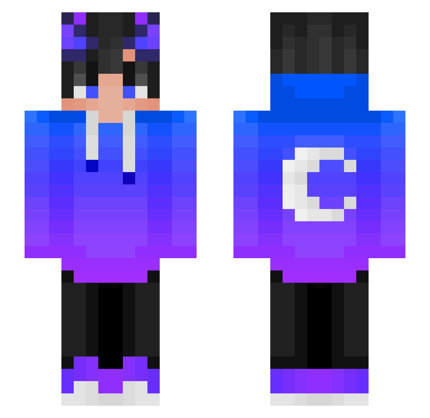 AlexQD Minecraft skin, front and back view