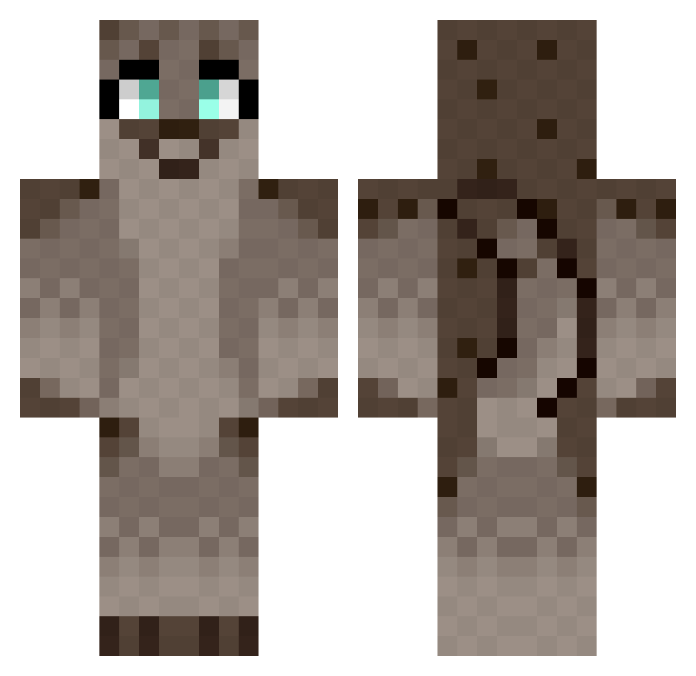 dogybark Minecraft skin, front and back view