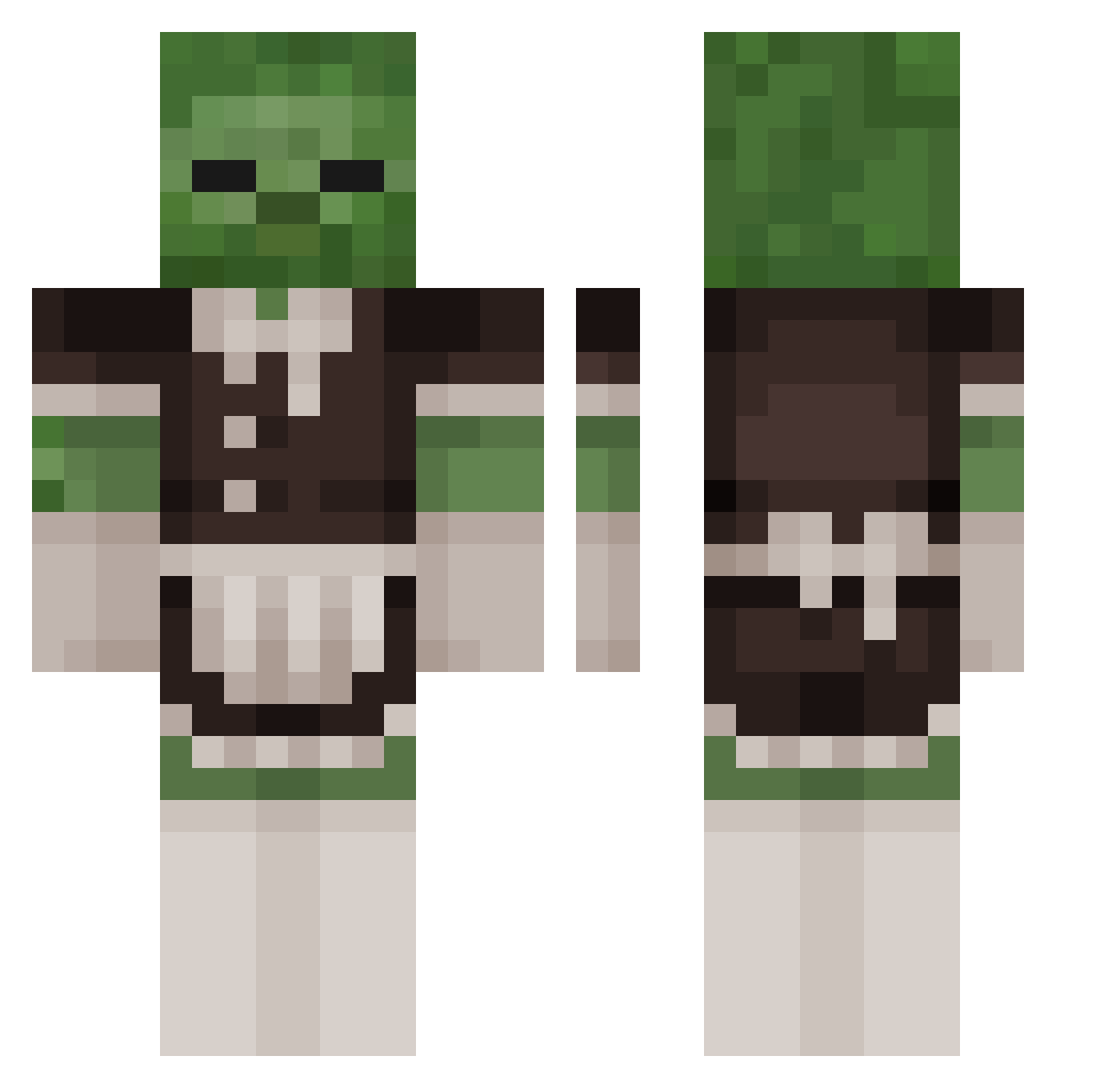 milliers Minecraft skin, front and back view