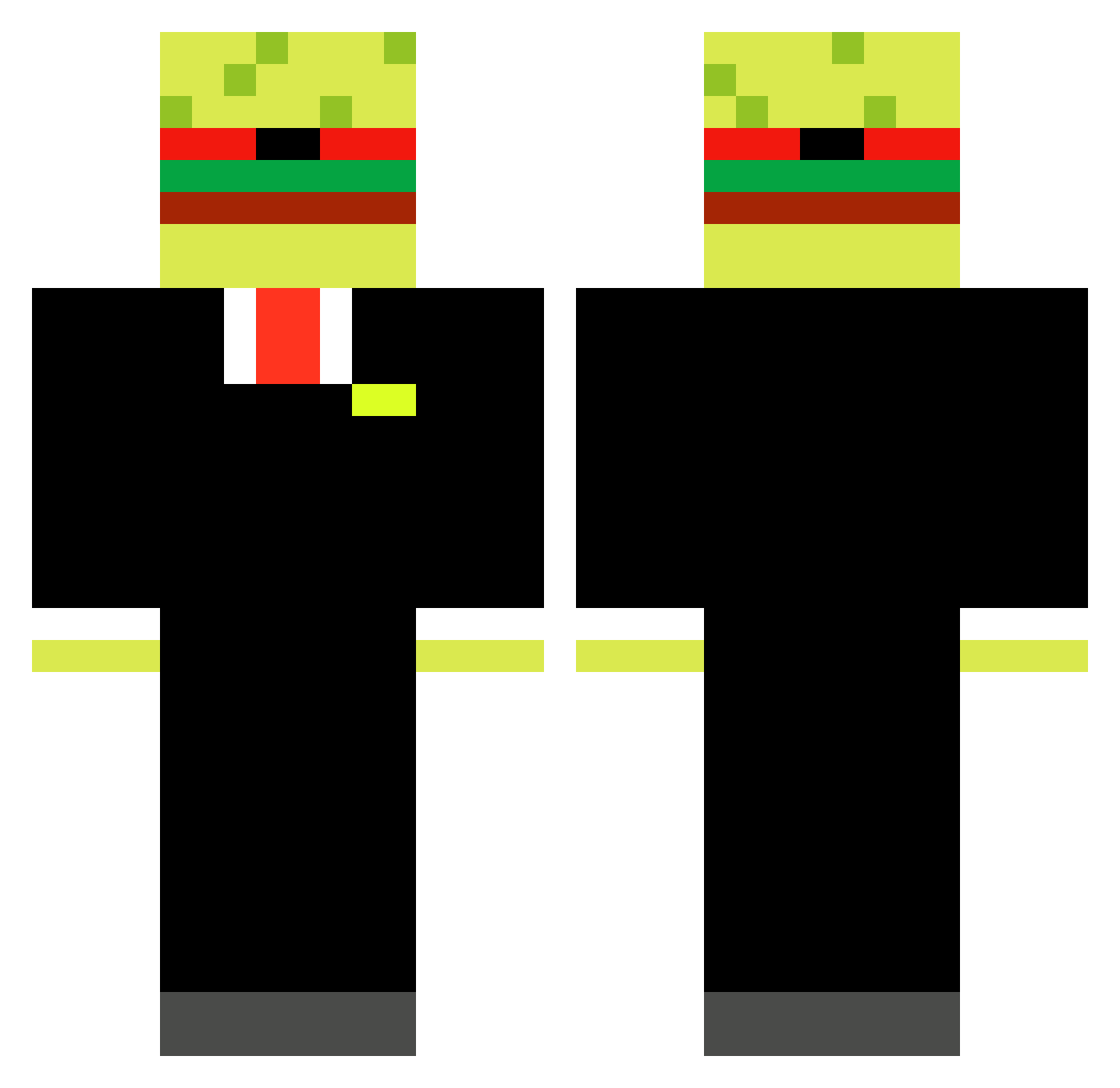 BigBurbger Minecraft skin, front and back view