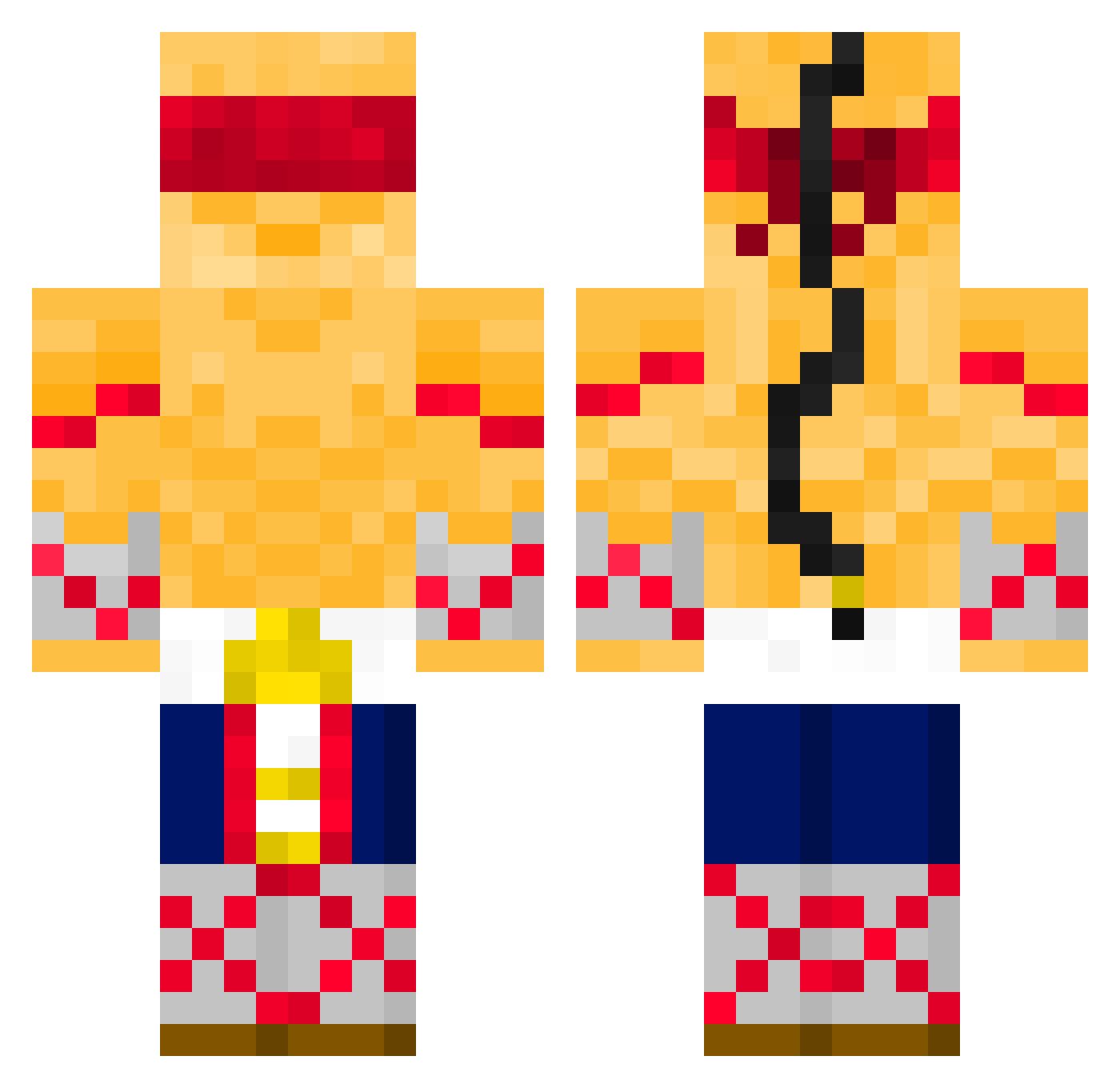 VTVinbed Minecraft skin, front and back view