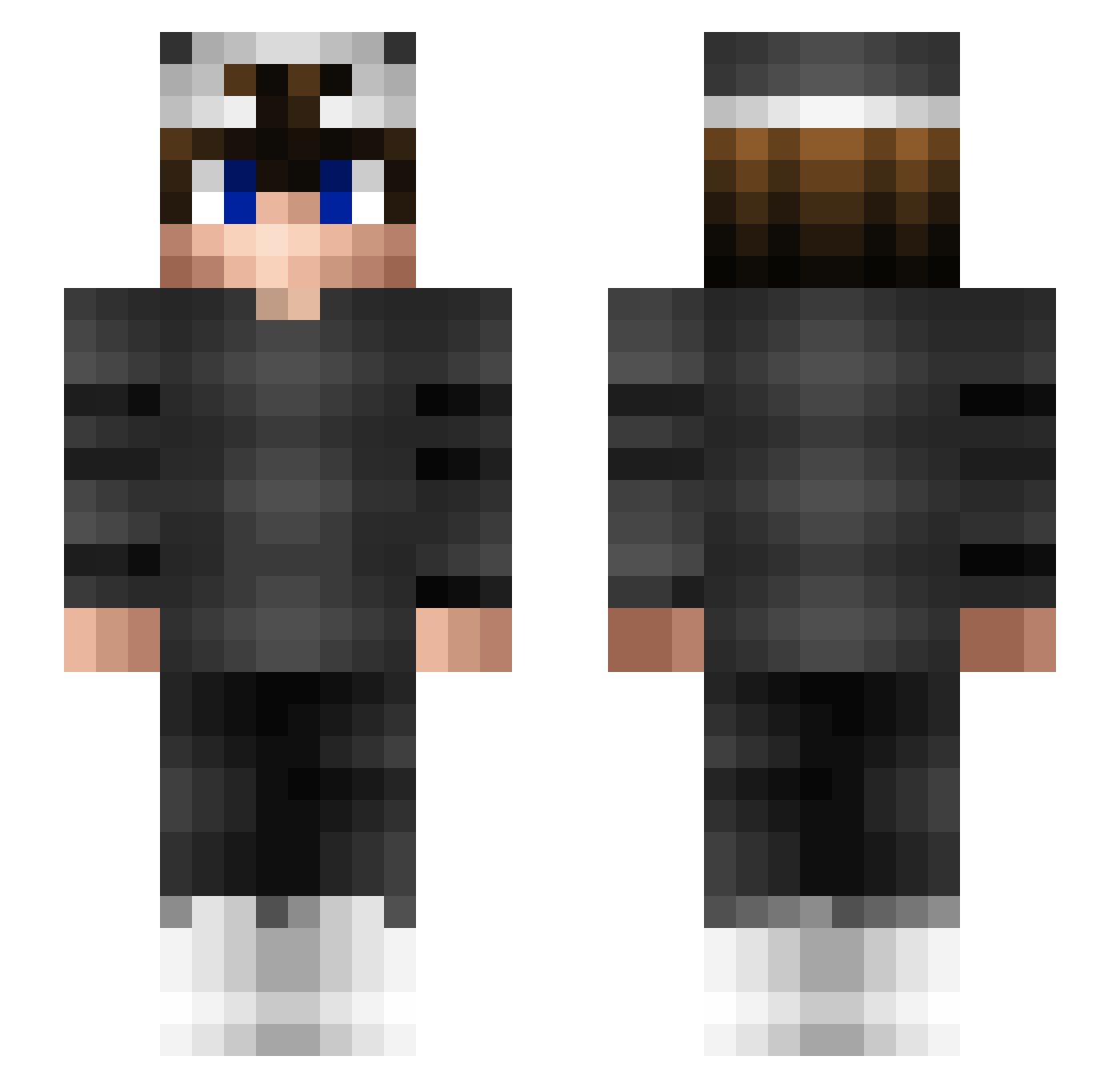 youngcovid Minecraft skin, front and back view