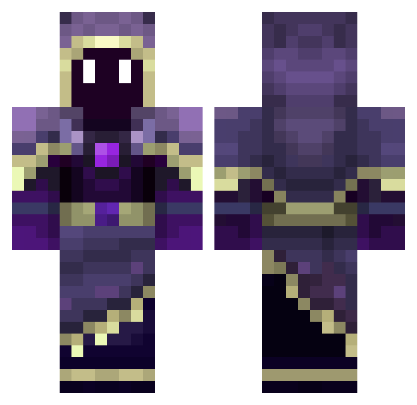 PurpleTrance Minecraft skin, front and back view