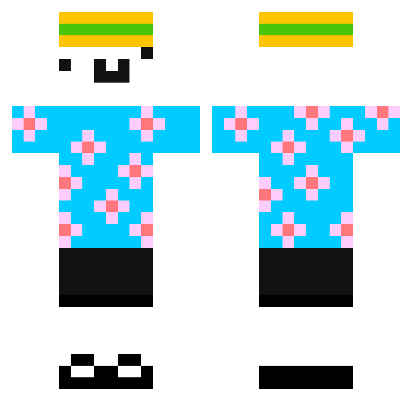 __yuh Minecraft skin, front and back view
