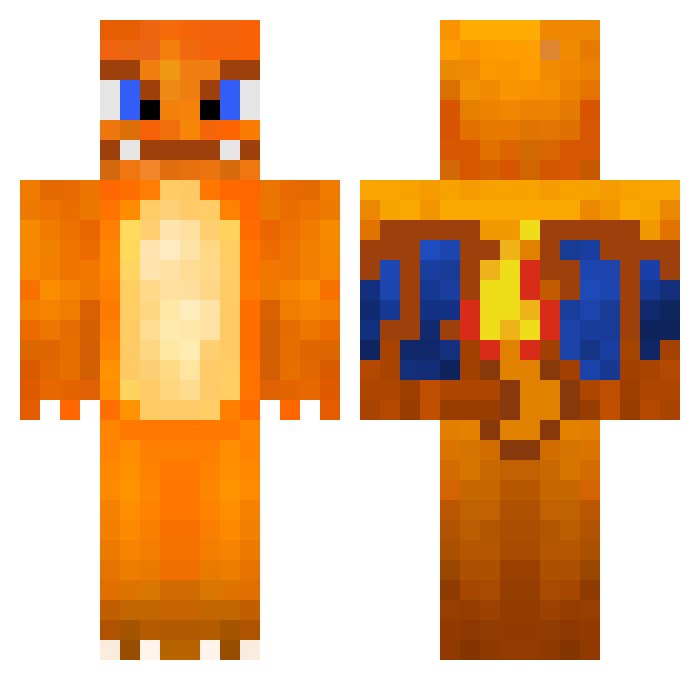 wuro Minecraft skin, front and back view