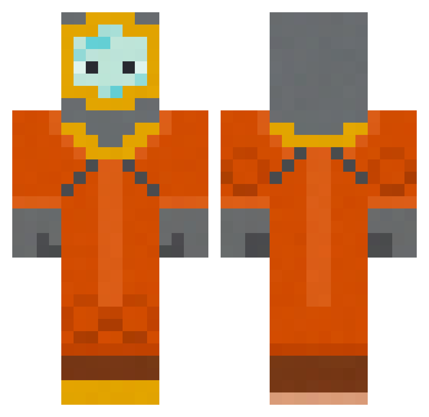 PowerMiner59 Minecraft skin, front and back view