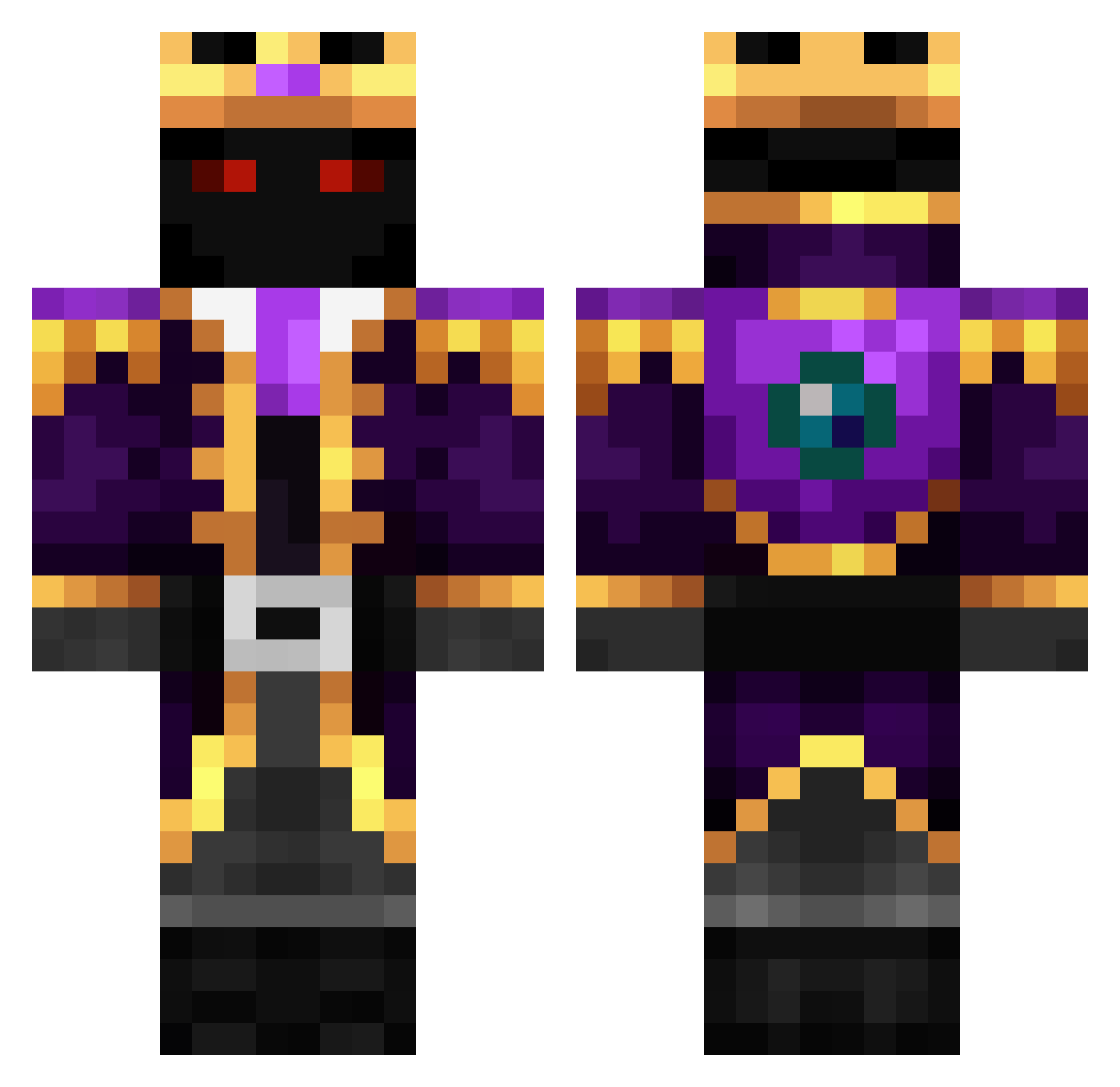 VI_overload Minecraft skin, front and back view