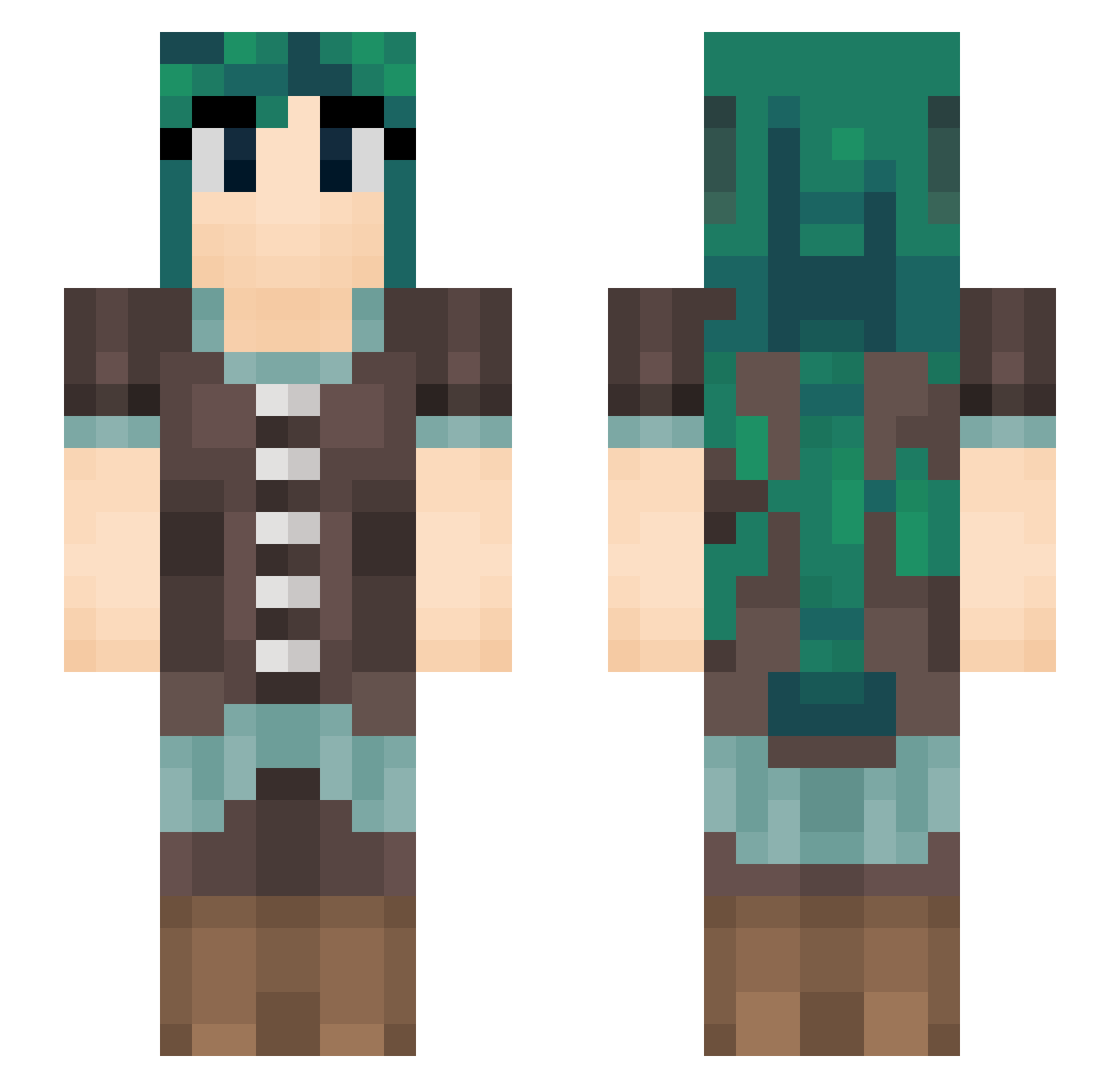 SyneaminCake Minecraft skin, front and back view