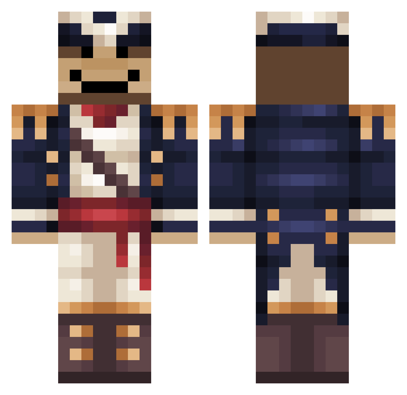 JBthemonkey Minecraft skin, front and back view