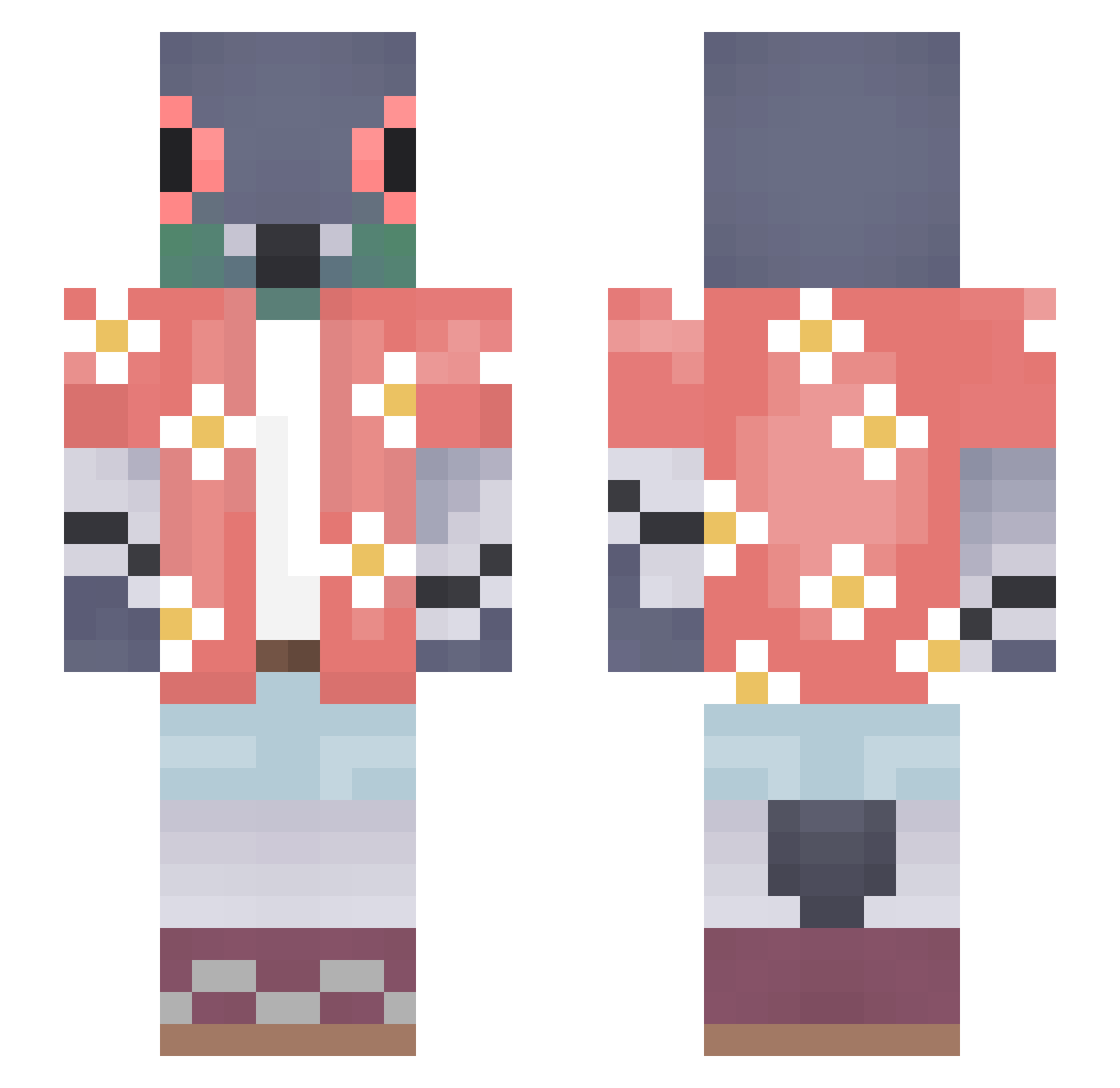 PrTaube Minecraft skin, front and back view