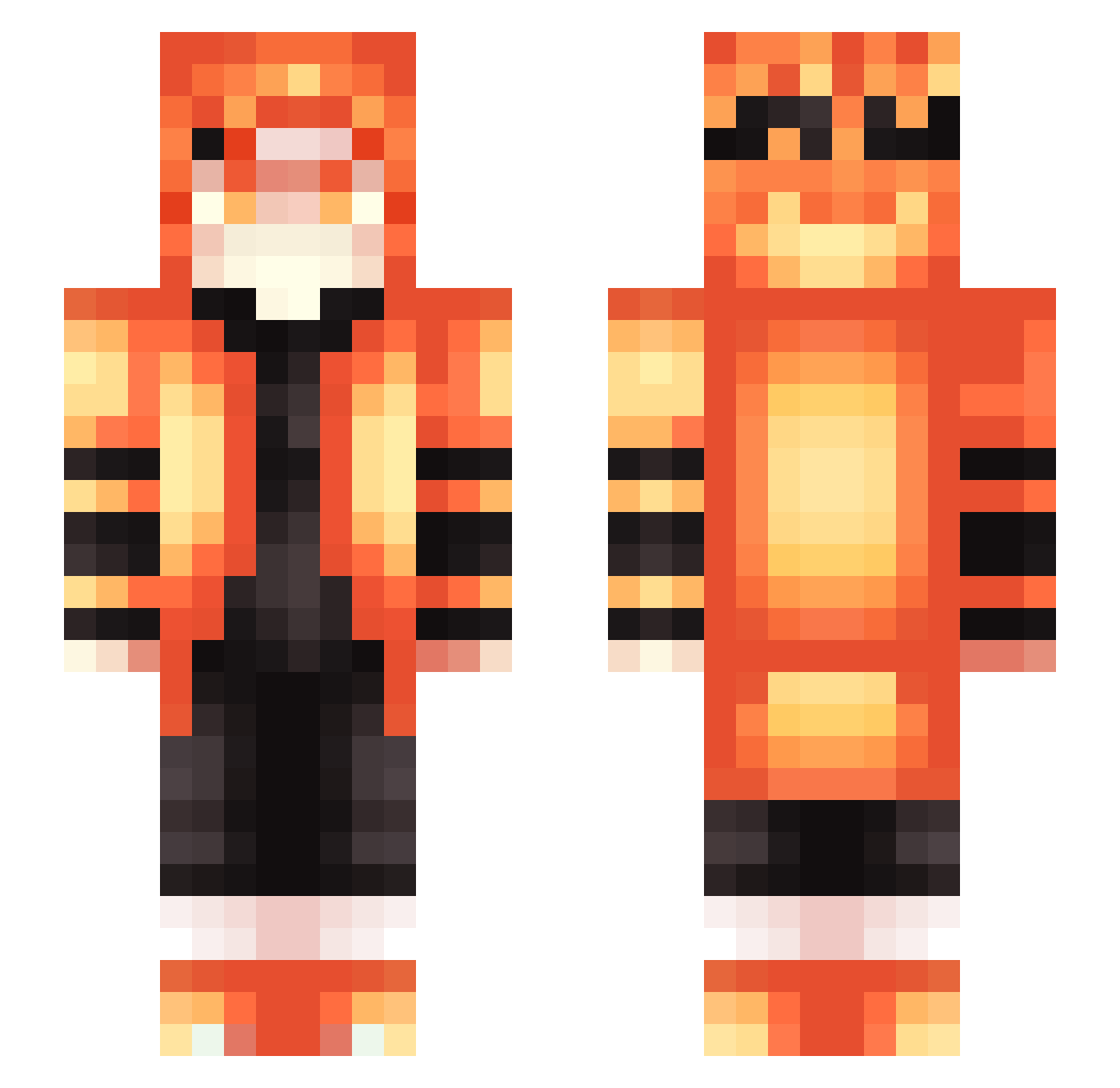 axraelf Minecraft skin, front and back view