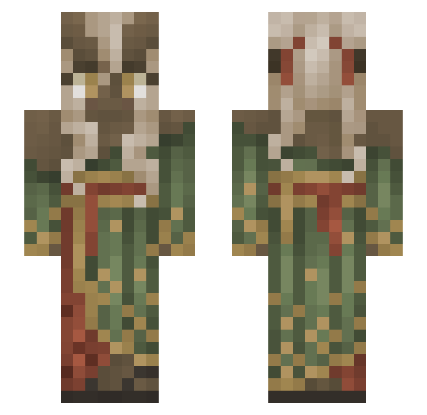 minnowed Minecraft skin, front and back view