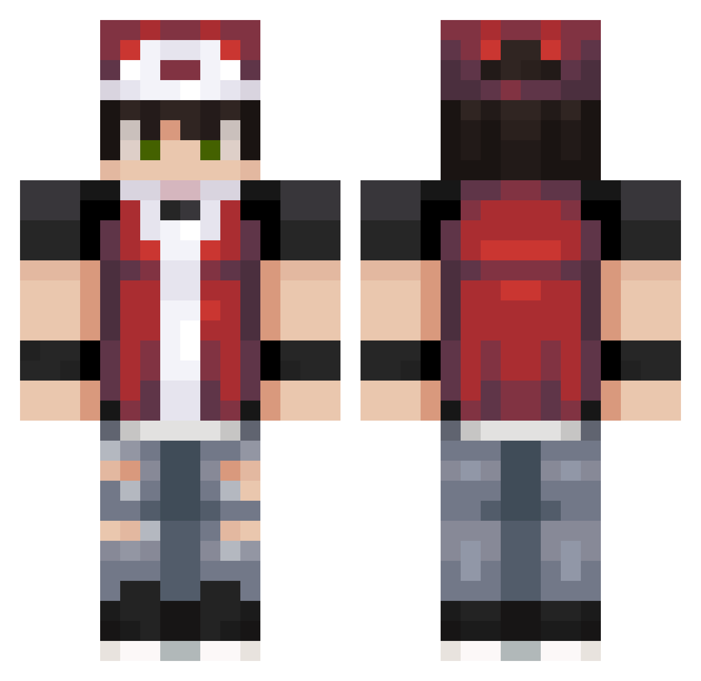 Kanye_Moist Minecraft skin, front and back view
