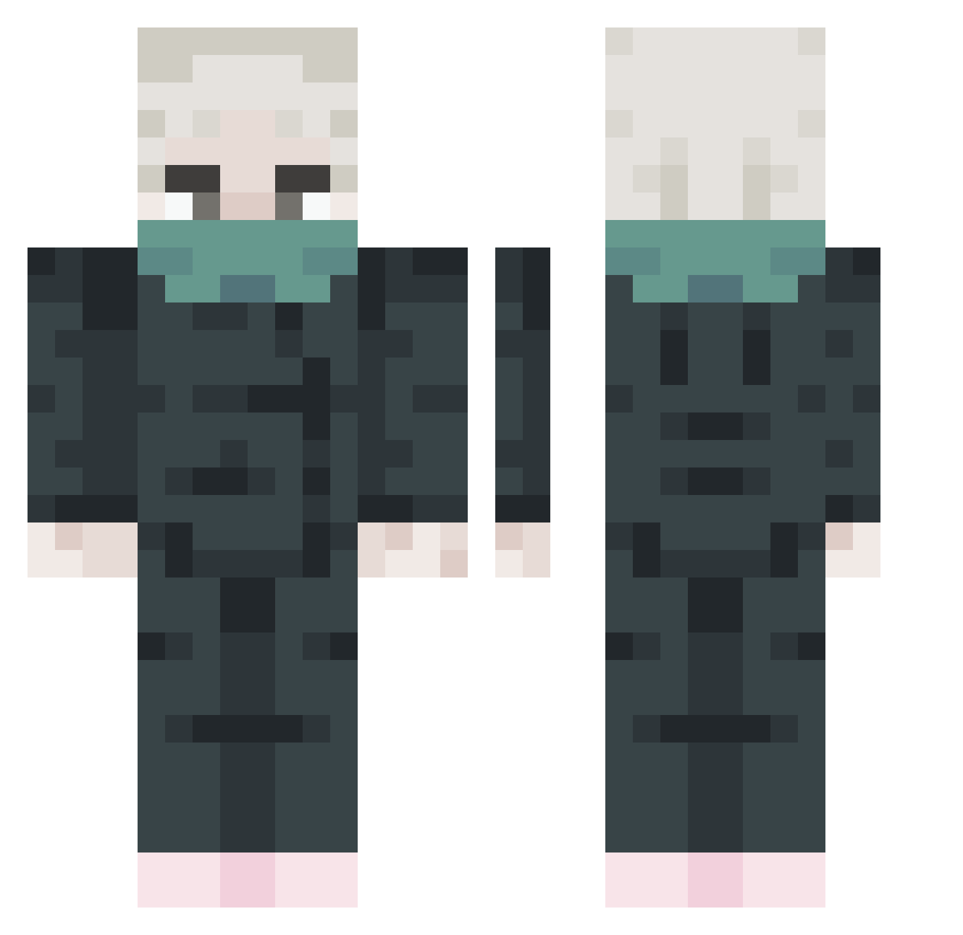 Gr3gatr0n Minecraft skin, front and back view