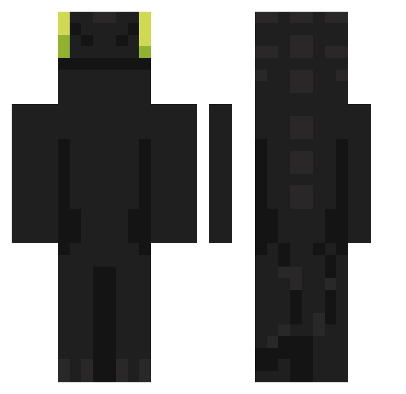TwistedKat Minecraft skin, front and back view