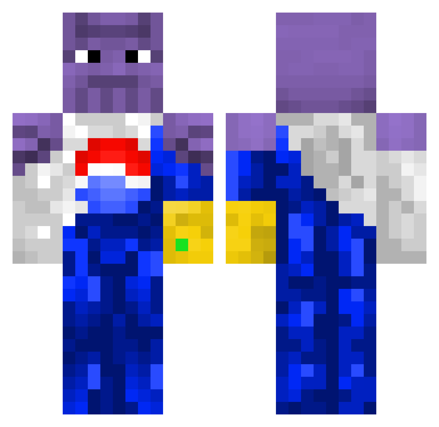 ZepsiZola Minecraft skin, front and back view
