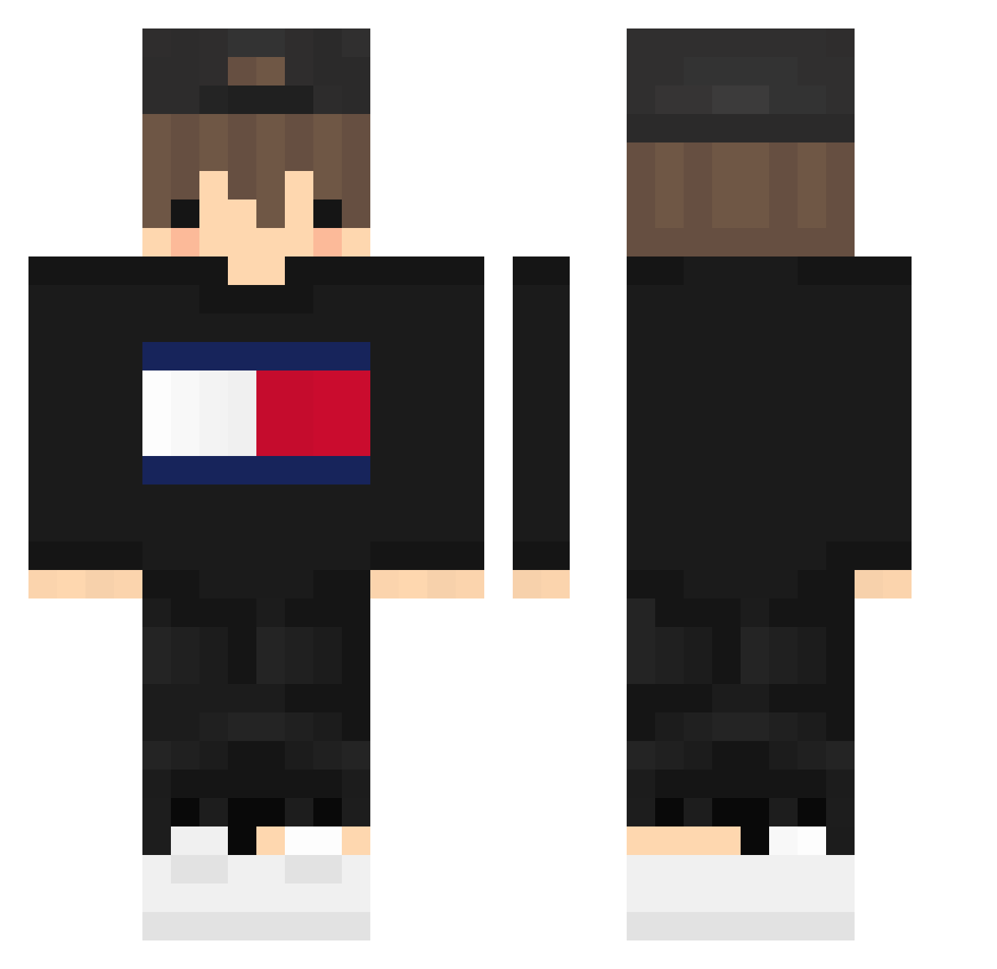 pommels Minecraft skin, front and back view