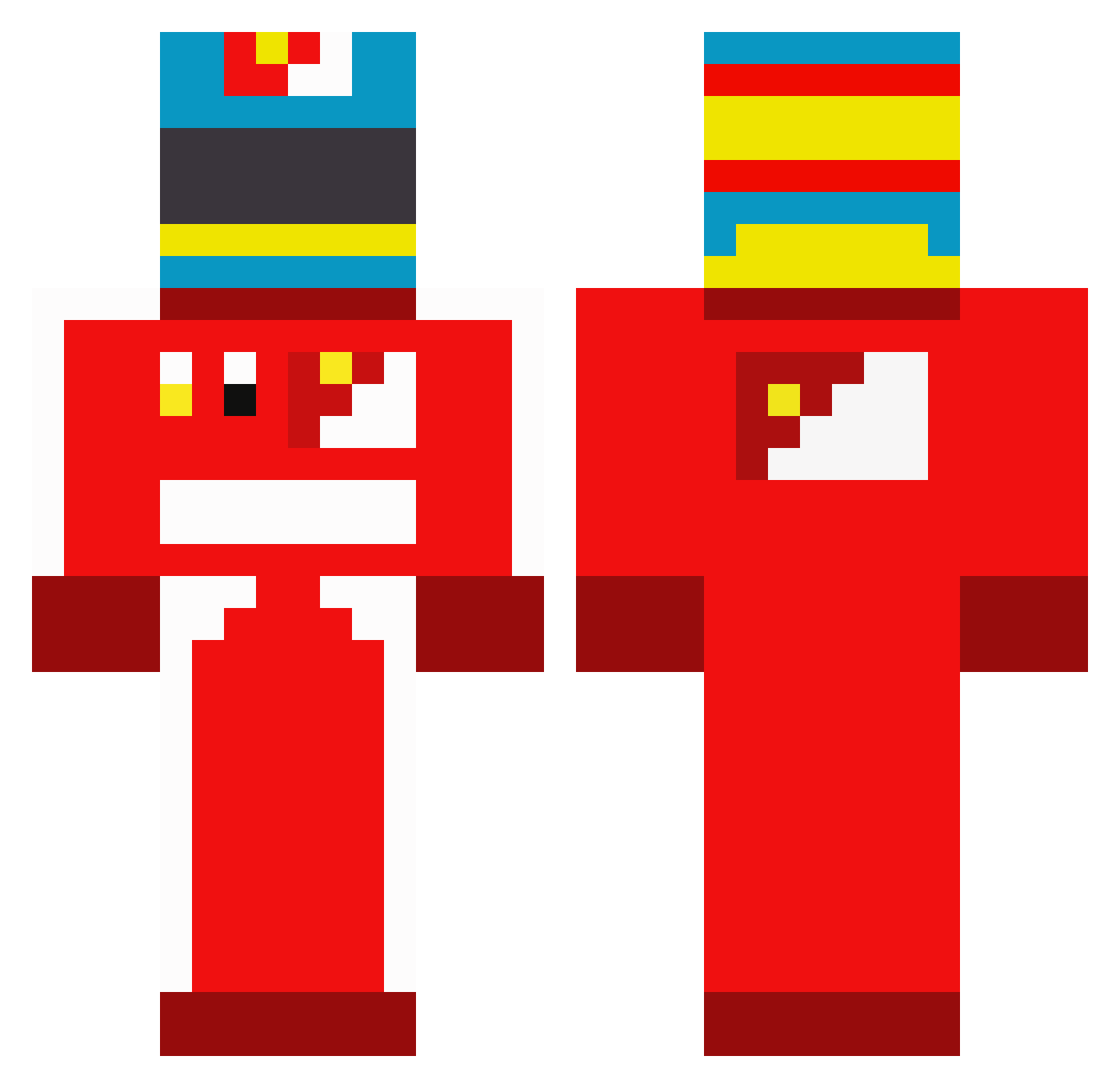 ToxicBanane Minecraft skin, front and back view