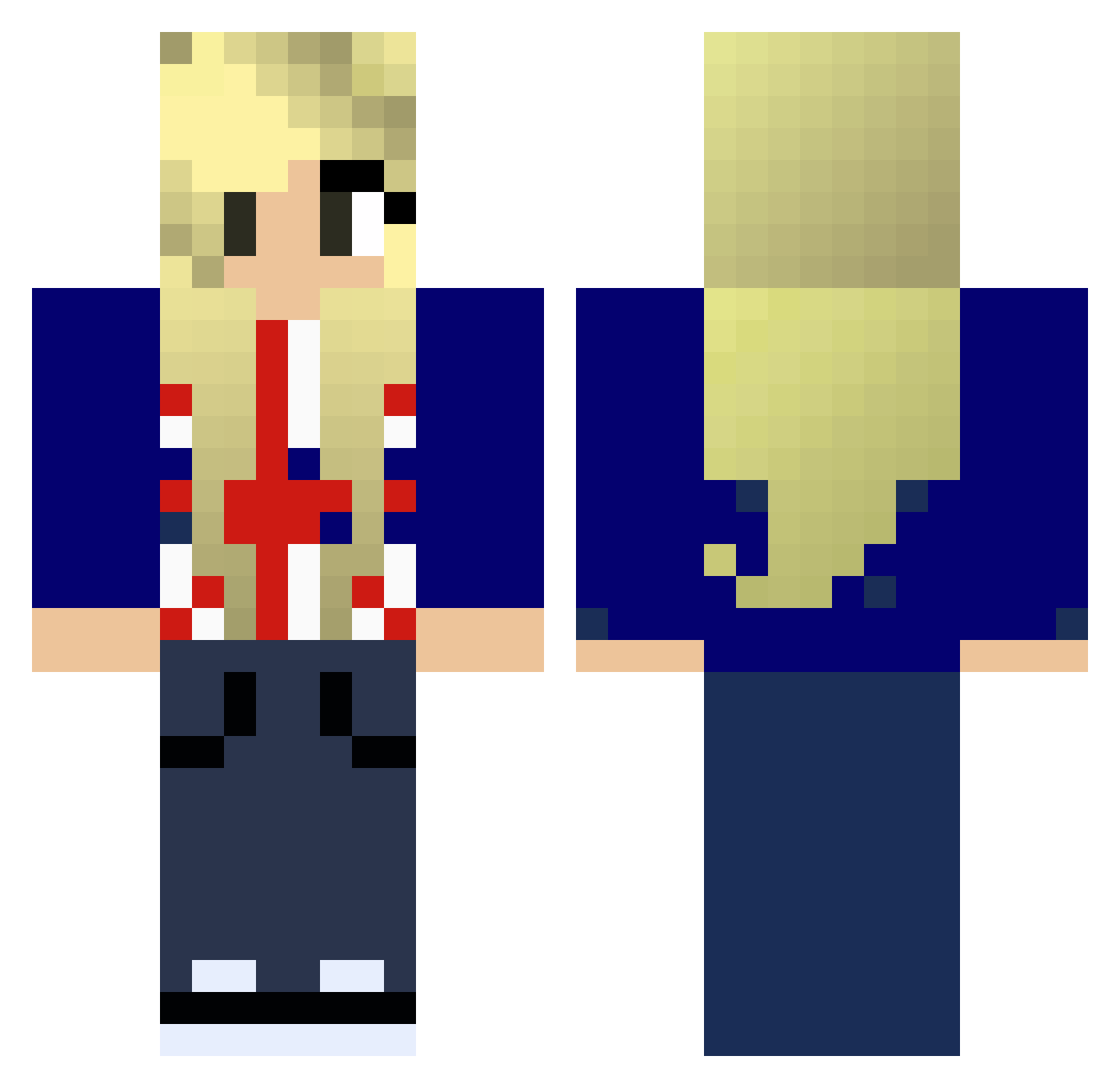 Rheebok Minecraft skin, front and back view