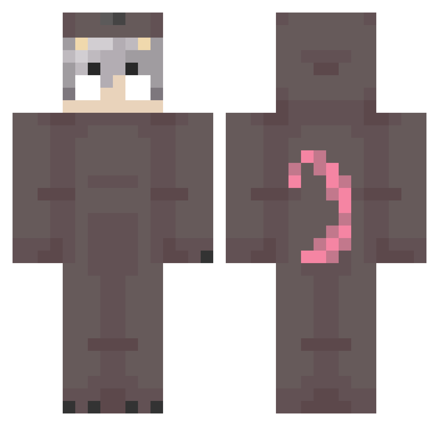 Rianloop Minecraft skin, front and back view