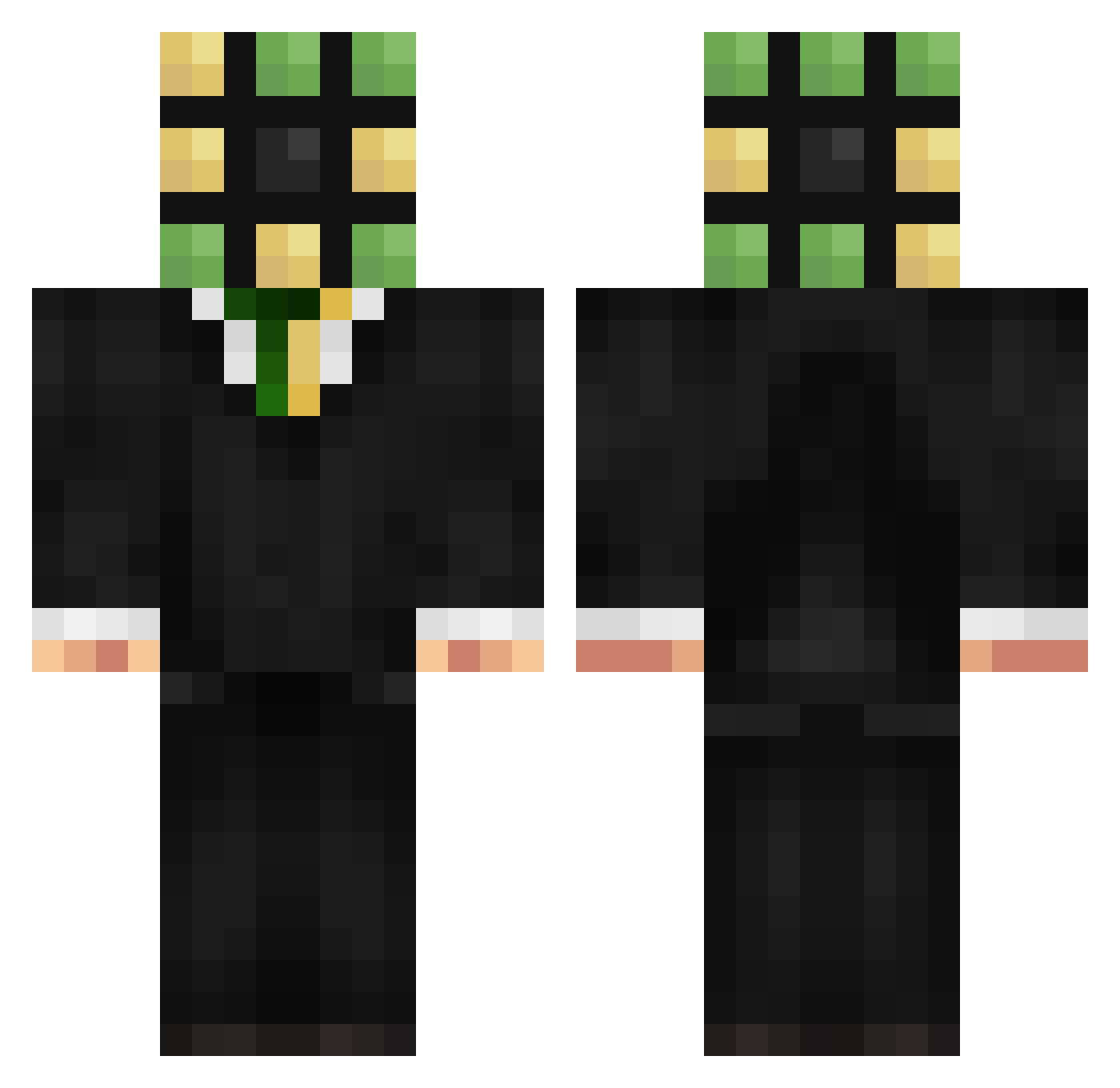 Wordle Minecraft skin, front and back view
