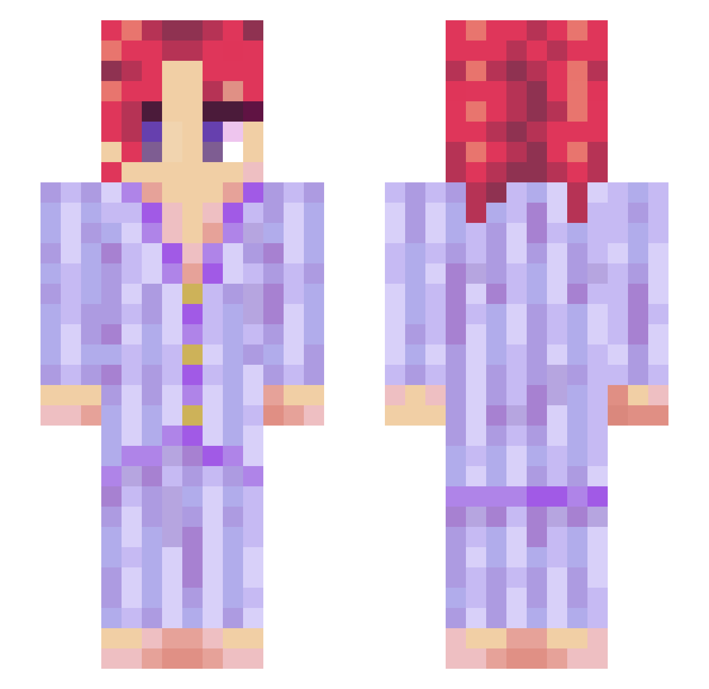 gloomypaws Minecraft skin, front and back view