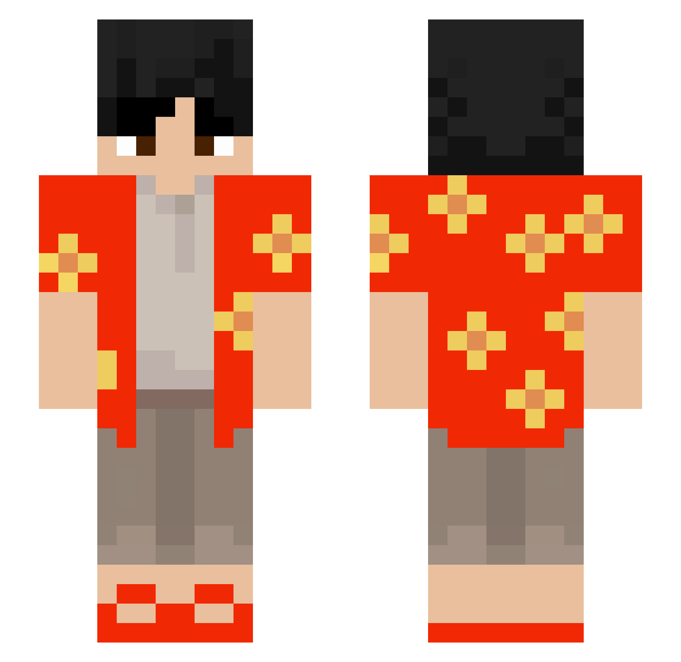 saqyz Minecraft skin, front and back view
