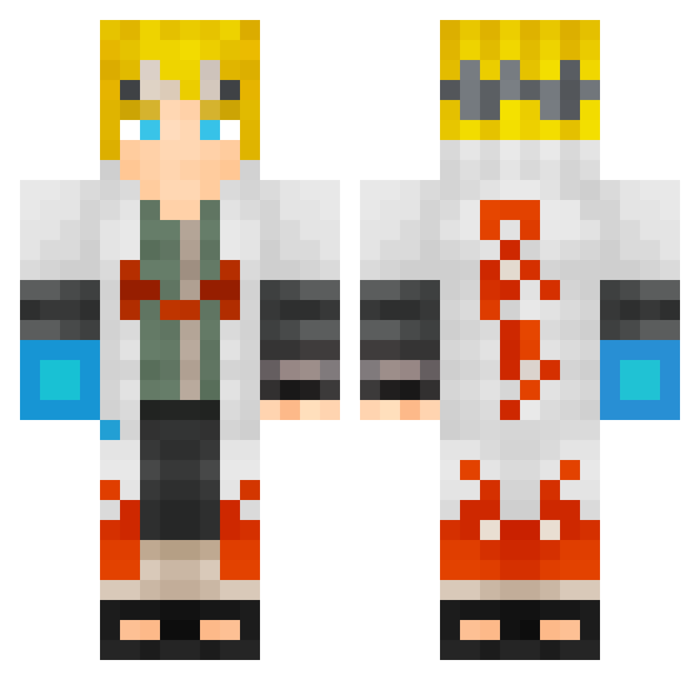 zRqyu Minecraft skin, front and back view