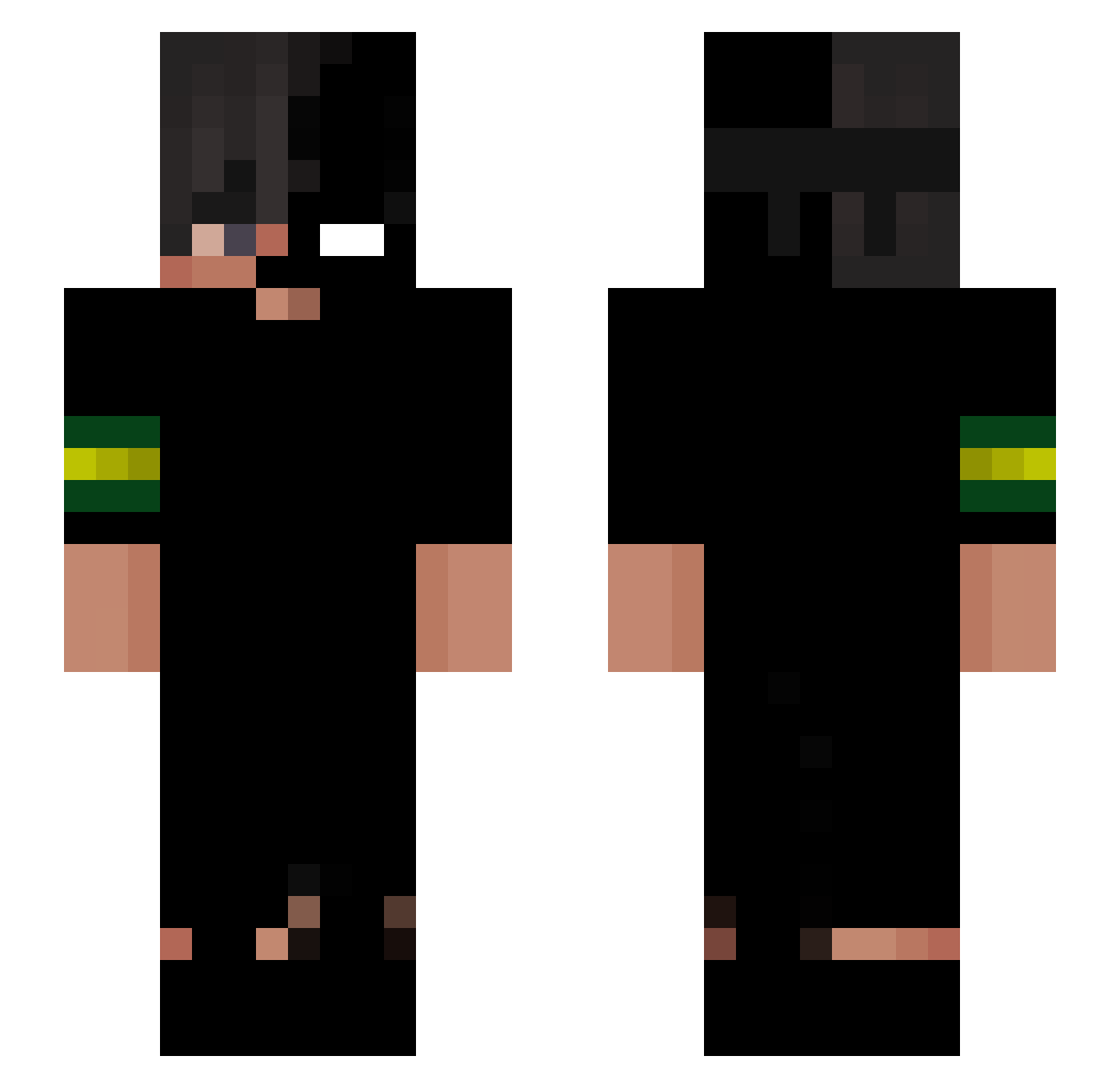 RaidusYT Minecraft skin, front and back view