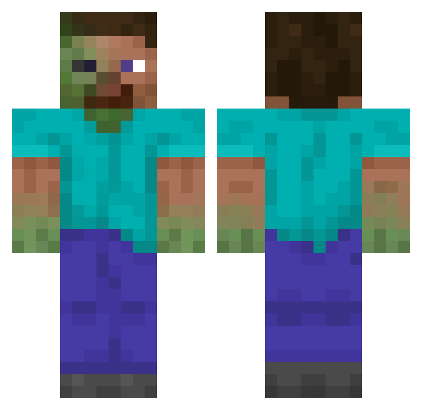 trueMora Minecraft skin, front and back view