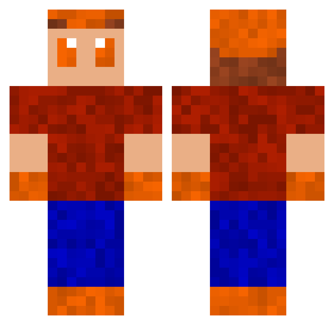 Strikatron Minecraft skin, front and back view