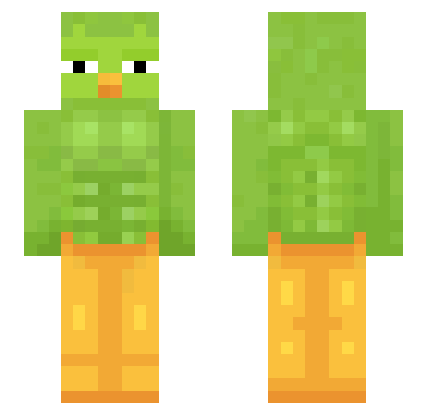 TorPedoTor Minecraft skin, front and back view
