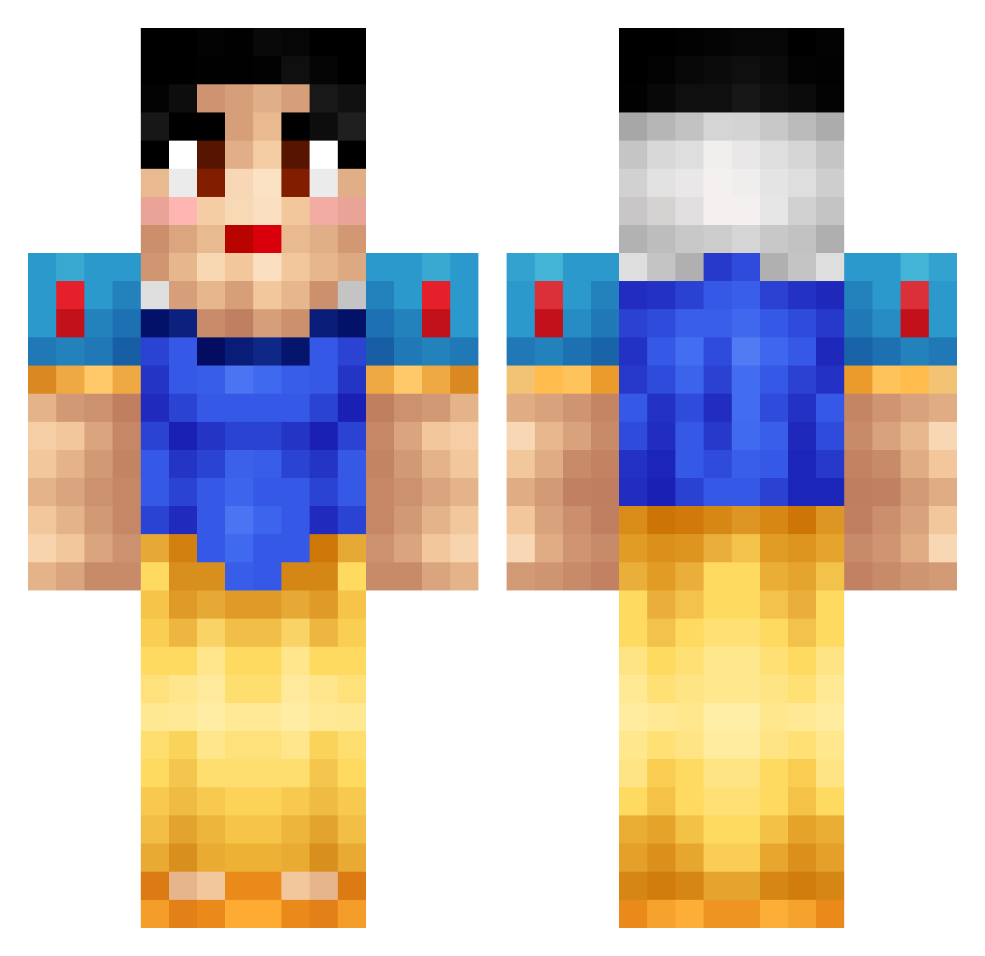 Xamemilo Minecraft skin, front and back view