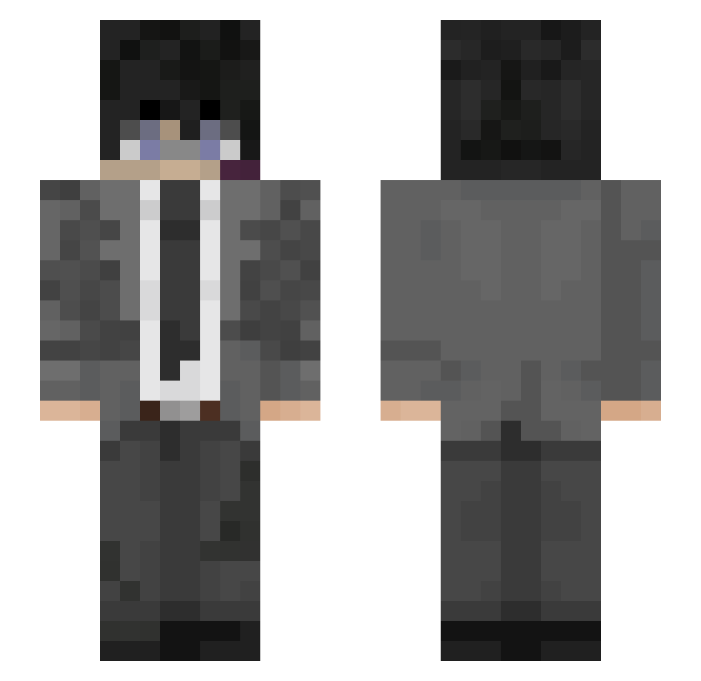 Undoubled Minecraft skin, front and back view