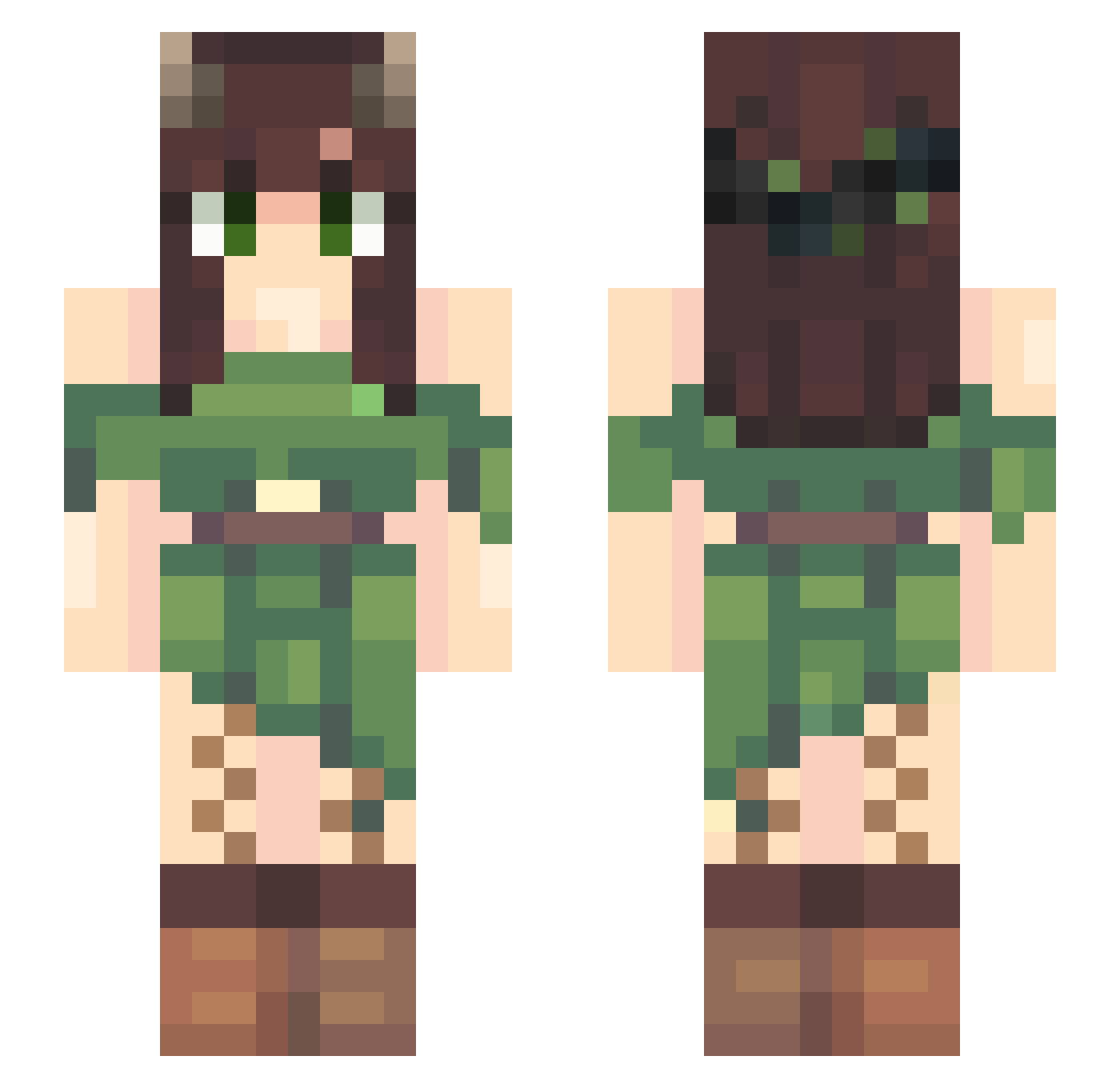 xNoeArchiviste_ Minecraft skin, front and back view