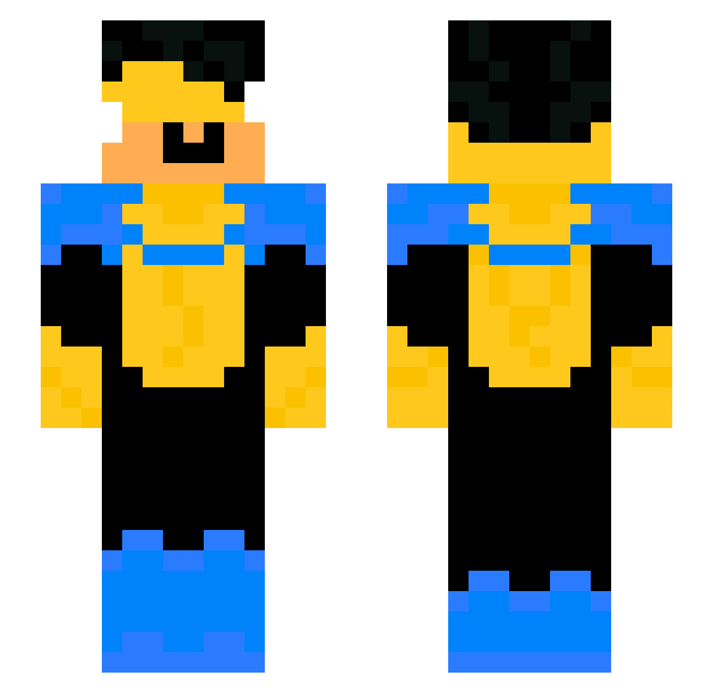 Andypitid Minecraft skin, front and back view