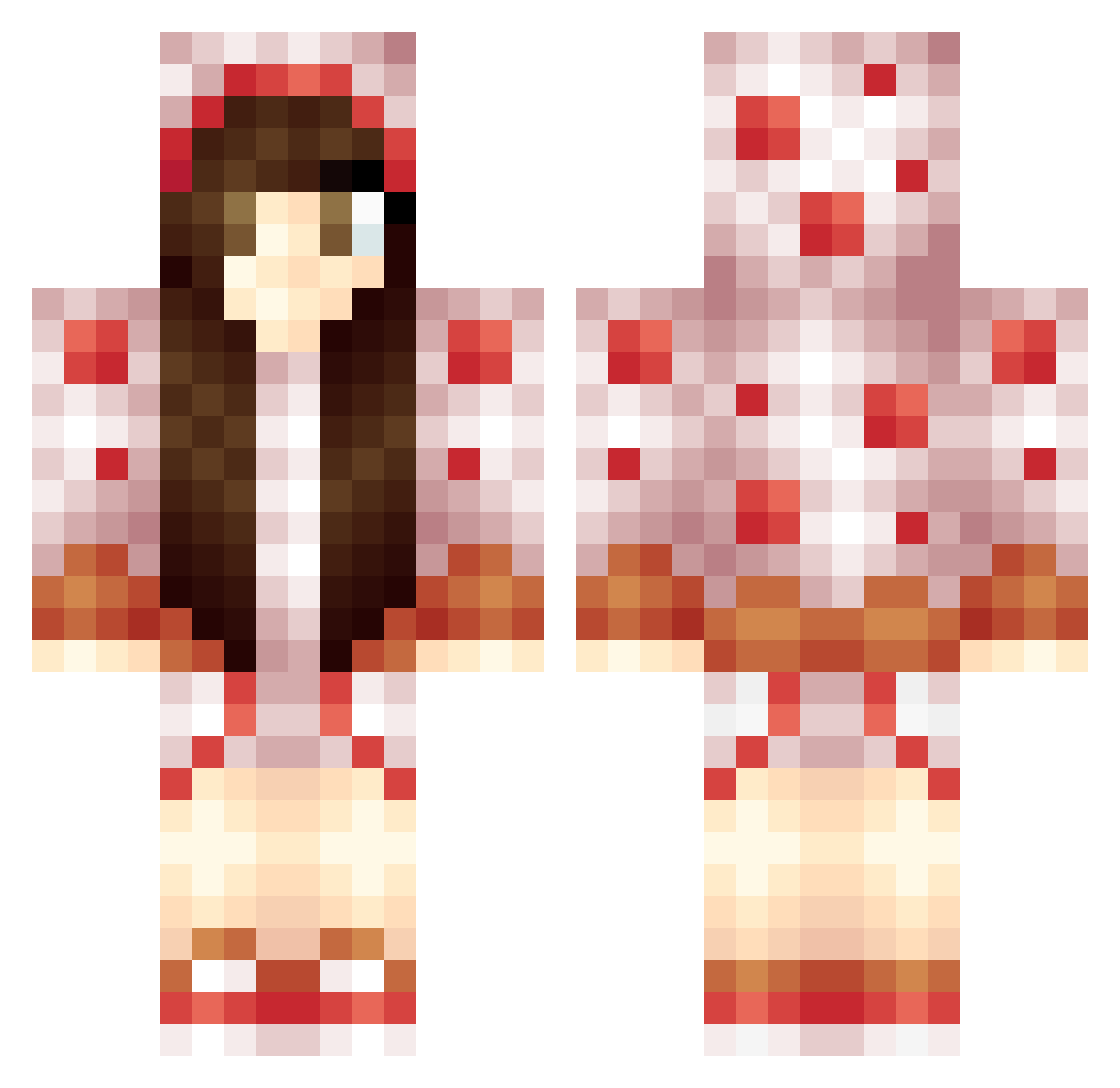 monasucia Minecraft skin, front and back view