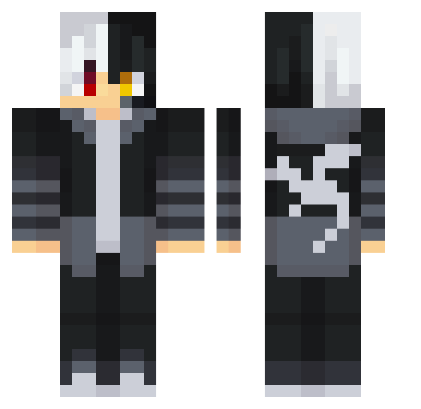Jeka22 Minecraft skin, front and back view