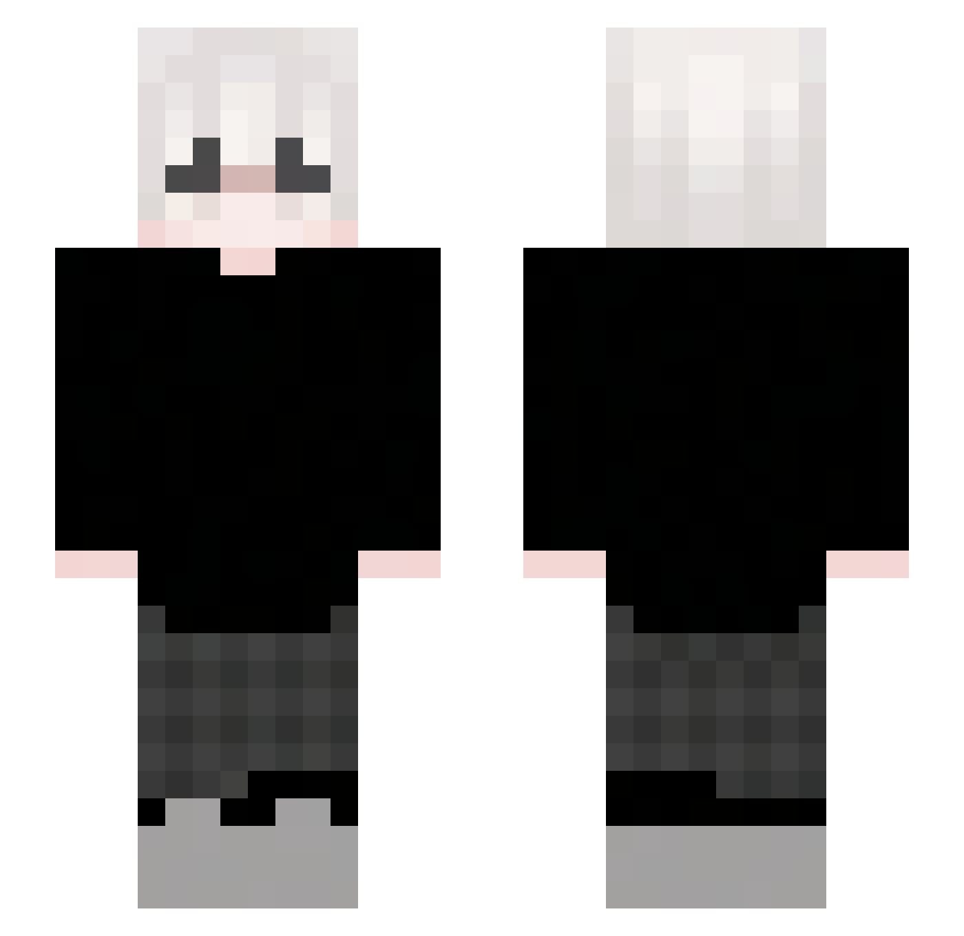 trifacial Minecraft skin, front and back view