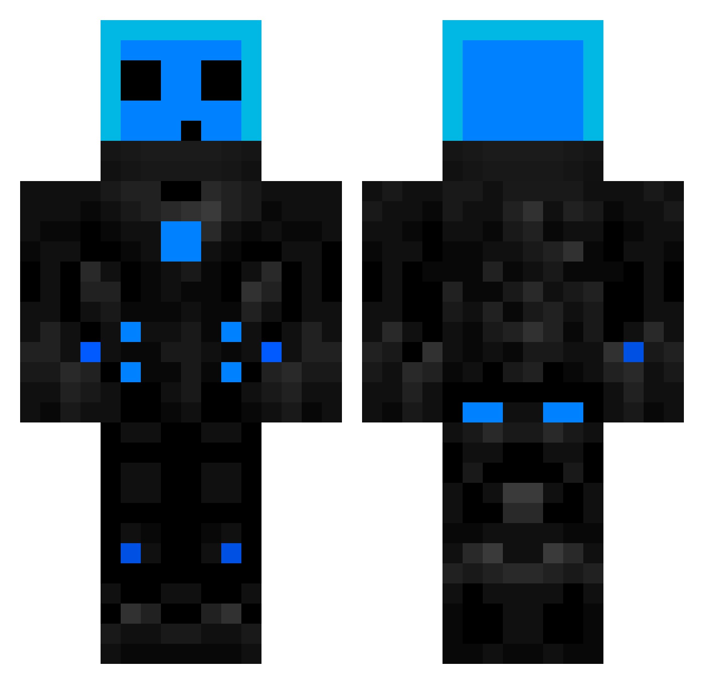 X3NT0SS Minecraft skin, front and back view