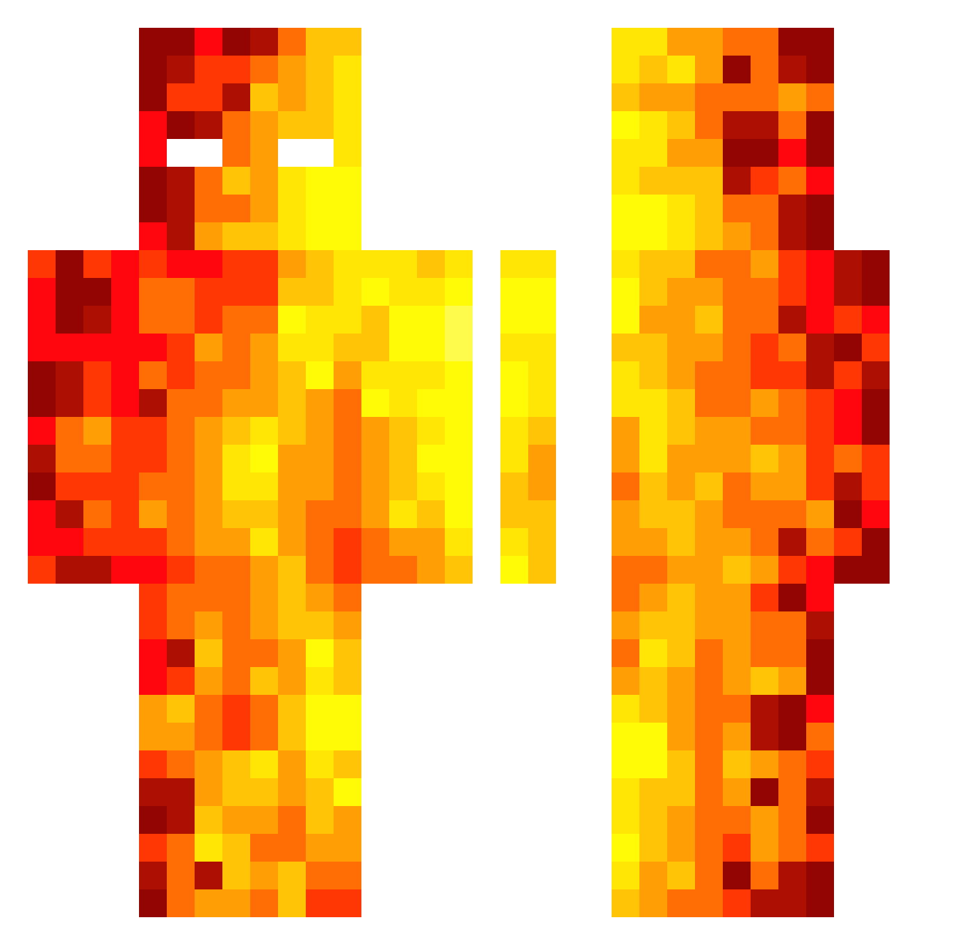 ZizonMagma Minecraft skin, front and back view